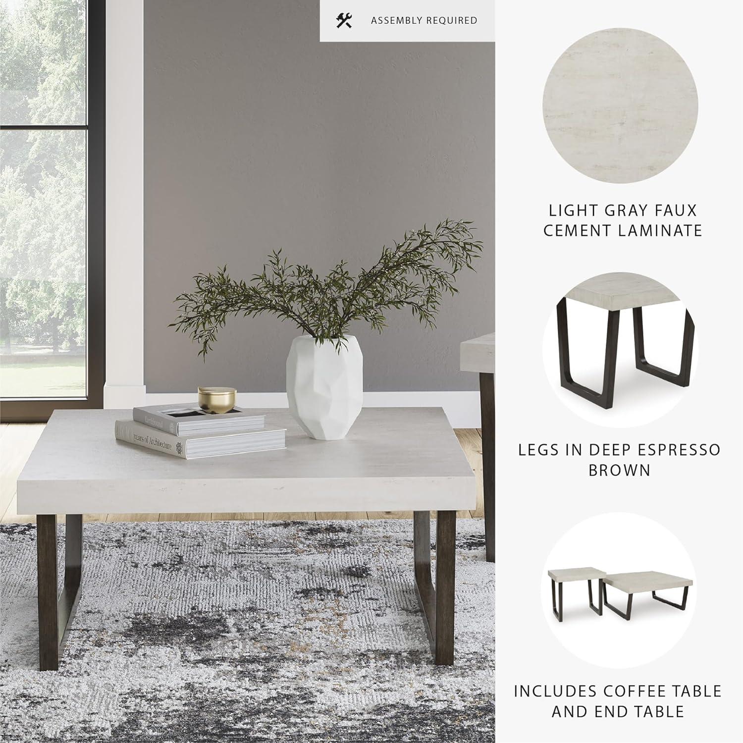 imageSignature Design by Ashley Westenfort Industrial Table Set with Sled Base Set of 2 Light Gray ampamp Dark Brown