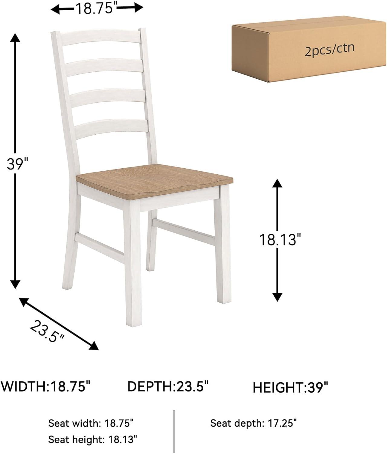 imageSignature Design by Ashley Westlinport Casual Dining Chair with High Back Set of 2 White ampamp Light Brown