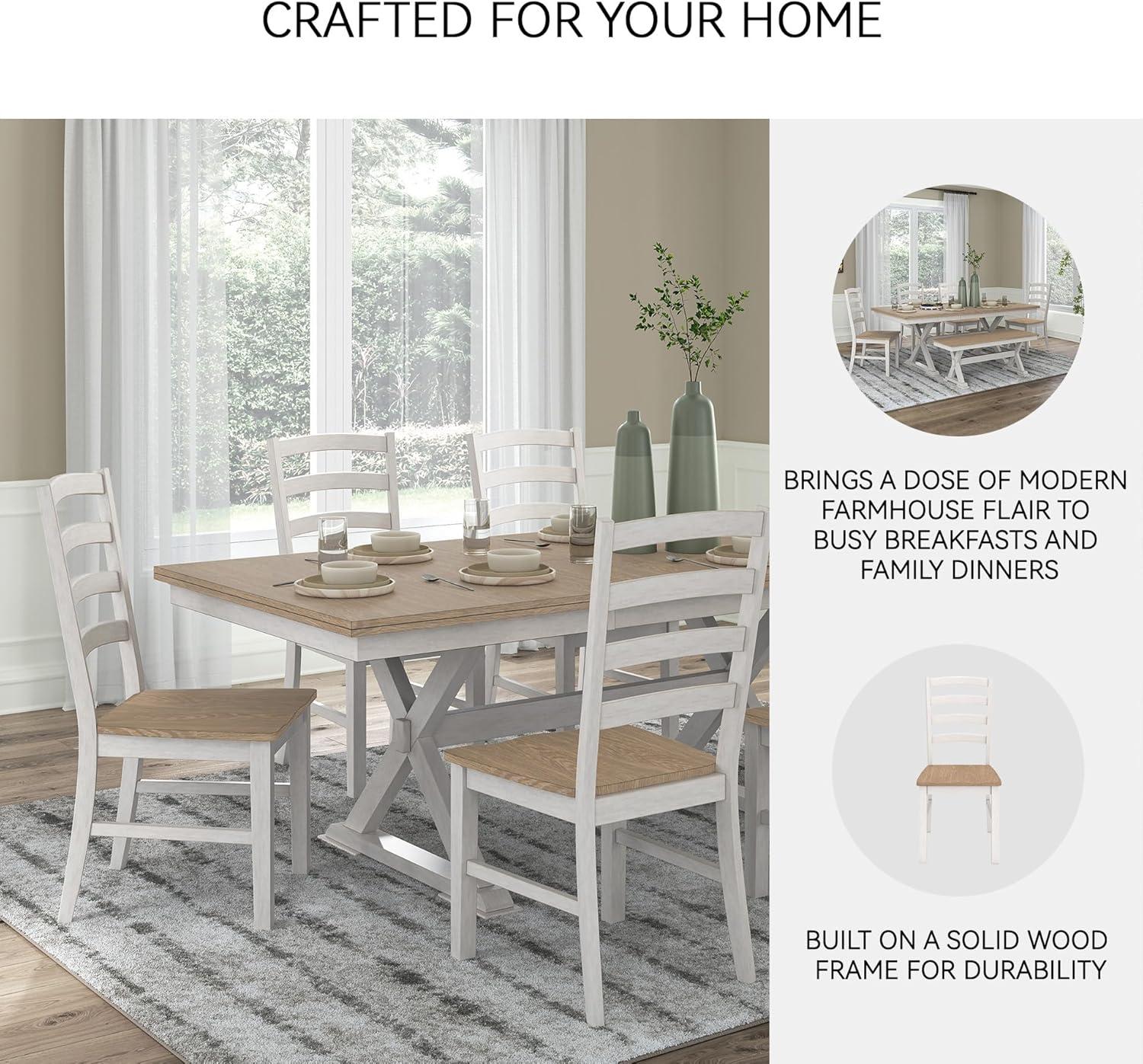 imageSignature Design by Ashley Westlinport Casual Dining Chair with High Back Set of 2 White ampamp Light Brown