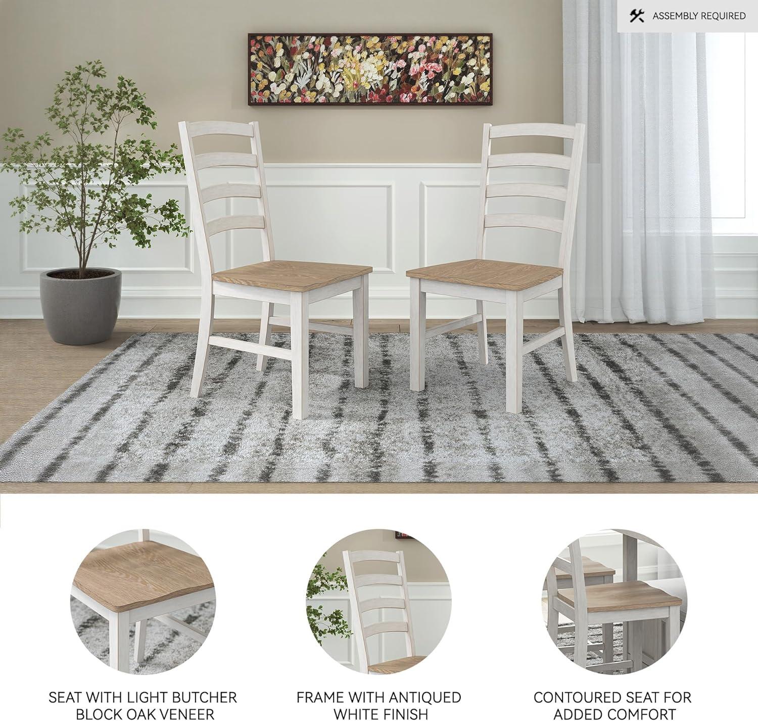 imageSignature Design by Ashley Westlinport Casual Dining Chair with High Back Set of 2 White ampamp Light Brown