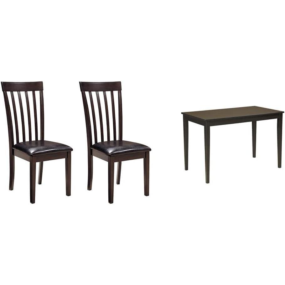 imageSignature Design Dining Room Chair and Table Set Set of 2 Rectangular Table Dark Brown