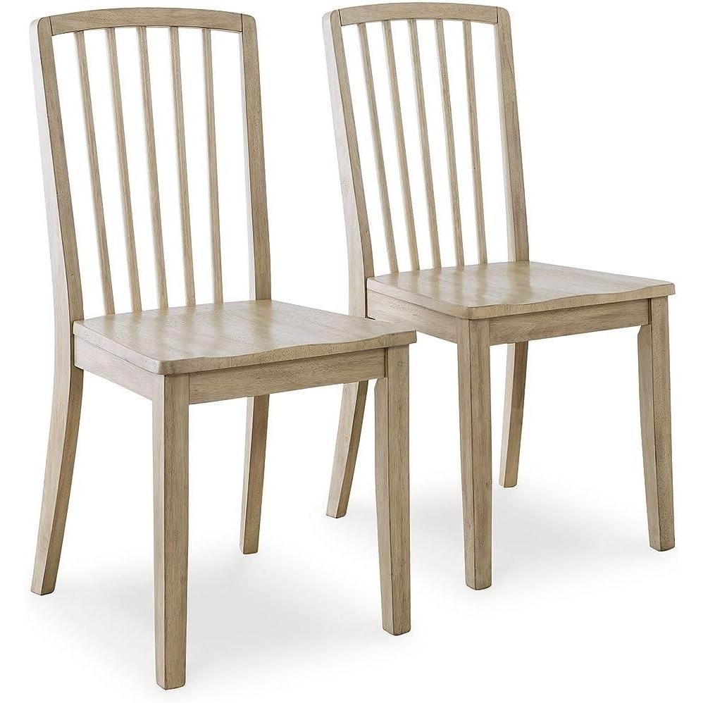 imageSignature Design by Ashley Gleanville Casual Solid Wood Dining Side Chair with Contoured Seat Set of 2 Light Brown