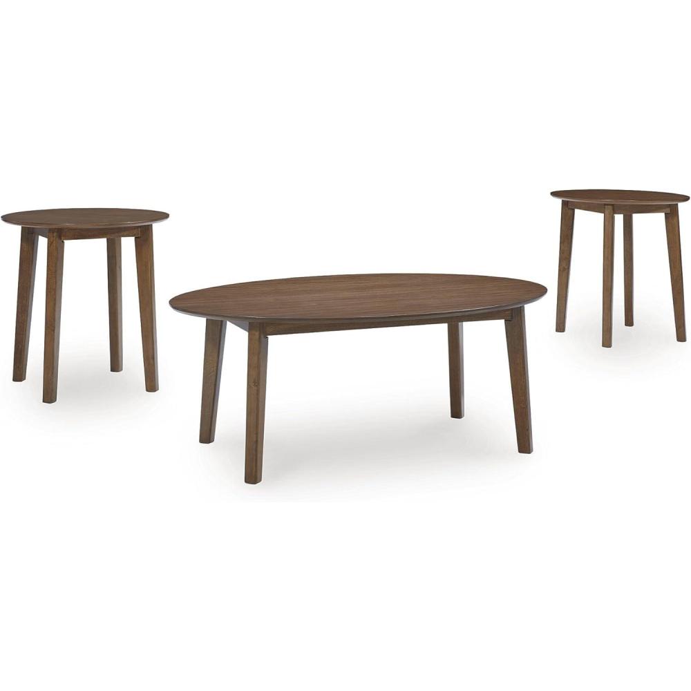 imageSignature Design by Ashley Gordonay Casual Table Set with Rounded Top Set of 3 Light Brown