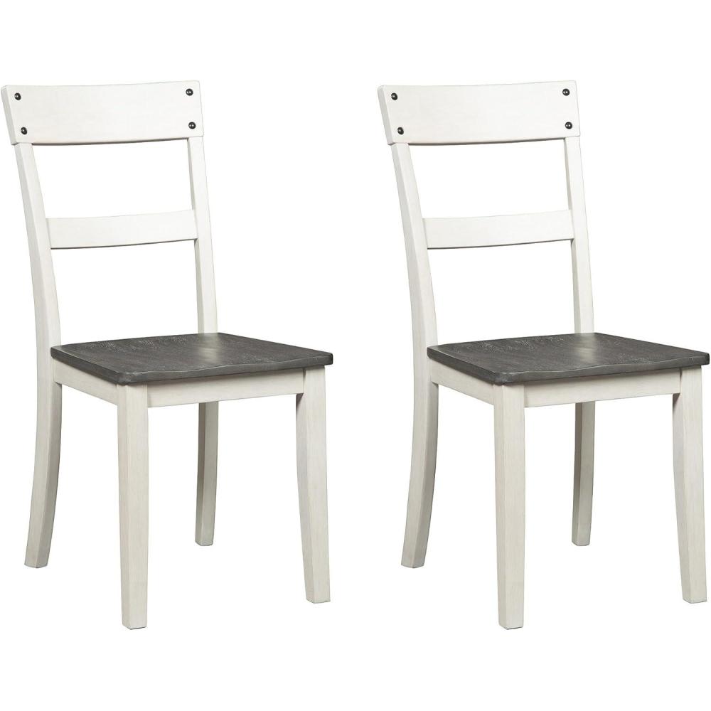 imageSignature Design by Ashley Loratti Modern Farmhouse 18quot Weathered Wood Dining Chair 2 Count GrayWhite