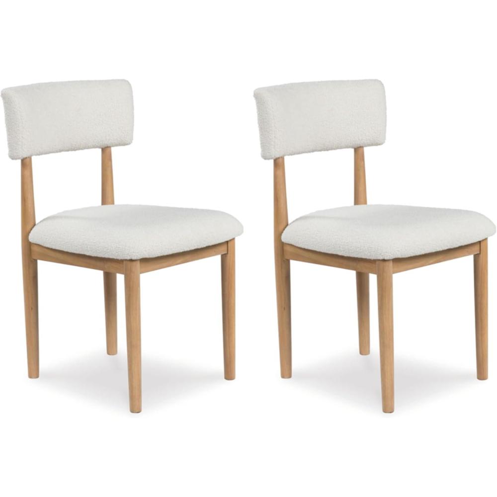 imageSignature Design by Ashley Sawdyn Solid Wood Frame Dining Chair Set of 2 WhiteLight BrownNatural