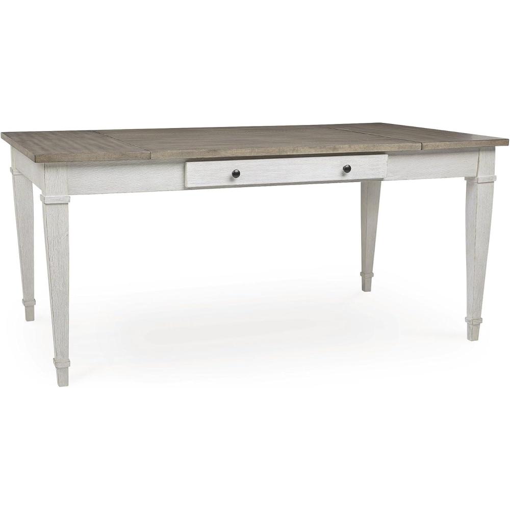 imageSignature Design by Ashley Skempton Farmhouse Rectangular Dining Room Table with Storage White ampamp Light Brown