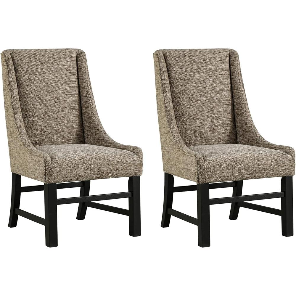 imageSignature Design by Ashley Sommerford Modern Farmhouse Upholstered 2 Piece Dining Chair Set BrownTapered