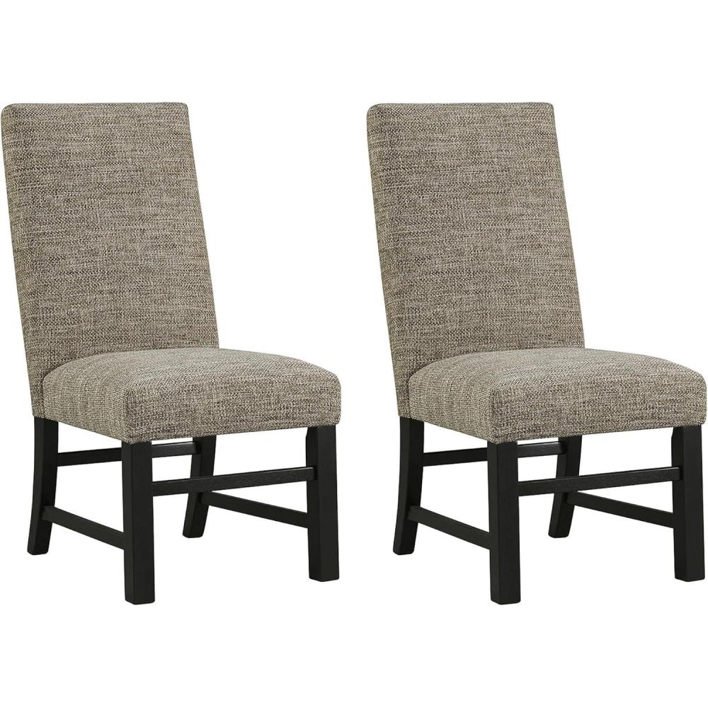 imageSignature Design by Ashley Sommerford Urban Farmhouse Faux Leather Upholstered Dining Chair Set of 2 Dark BrownModern