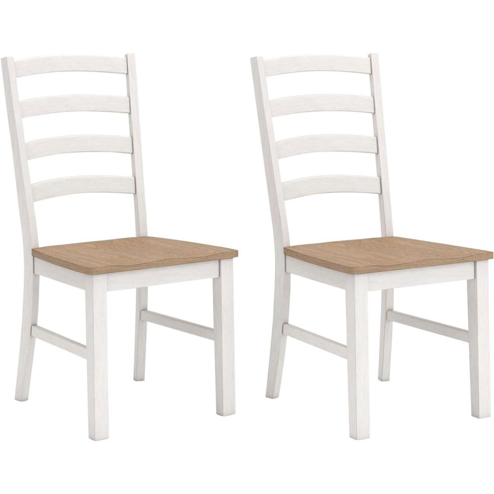 imageSignature Design by Ashley Westlinport Casual Dining Chair with High Back Set of 2 White ampamp Light Brown
