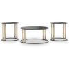 imageSignature Design by Ashley Hannerly Modern Table Set with Tempered Glass Top Set of 3 Black ampamp Gold