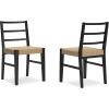 imageSignature Design by Ashley Isanti Rustic Solid Wood Armless Dining Chair with Faux Rattan Seat Set of 2 Light Brown ampamp Black