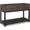 imageSignature Design by Ashley Johurst Rustic Rectangular Sofa Table with Two Drawers and Fixed Lower Shelf BrownBrown