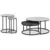 imageSignature Design by Ashley Jusmour Modern Nesting Table Set with Faux Leather Upholstered Ottoman Set of 4 Black ampamp White