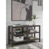 imageSignature Design by Ashley Kallenny Transitional Sofa Table with Open Shelf Dark Brown ampamp Gray