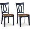 imageSignature Design by Ashley Landocken Casual Armless Dining Chair with Contoured Seat Set of 2 Light Brown ampamp Blue