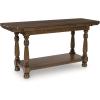 imageSignature Design by Ashley Sturlayne Transitional Expandable Flip Top Sofa Table with Lower Shelf and Turned Leg Dark Brown