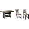imageSignature Design by Ashley Tyler Creek Farmhouse 36quot Counter Height Dining Table with Wine Rack Amost Black Tyler Creek Farmhouse 2438quot Counter Height Upholstered Barstool Set of 2 Almost BlackAntique Black