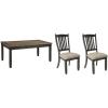 imageSignature Design by Ashley Tyler Creek Farmhouse Dining Table with Drawers Seats up to 6 Almost Black ampamp Tyler Creek Dining Room Upholstered Chair Set of 2 Antique BlackTable  Chair