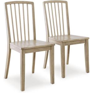 Signature Design by Ashley Gleanville Casual Solid Wood Dining Side Chair with Contoured Seat, Set of 2, Light Brown