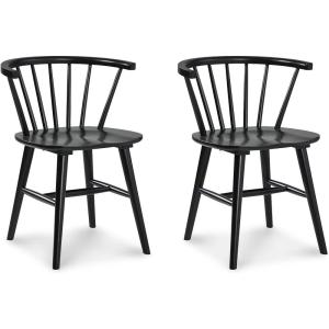 Signature Design by Ashley Grannen Modern 18″ Spindle Back Dining Chair, 2 Count, White(Black)
