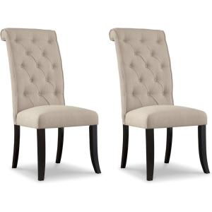Signature Design by Ashley Jazmore Contemporary Velvet Upholstered High Back Dining Chair with Solid Wood Frame and Stitching Details, Set of 2, Dark Brown(Linen)
