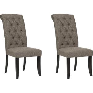 Signature Design by Ashley Jazmore Contemporary Velvet Upholstered High Back Dining Chair with Solid Wood Frame and Stitching Details, Set of 2, Dark Brown(Graphite)
