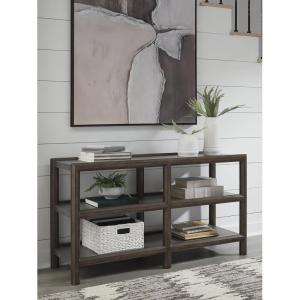 Signature Design by Ashley Kallenny Transitional Sofa Table with Open Shelf, Dark Brown & Gray