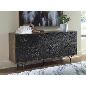 Signature Design by Ashley Lavinmont Contemporary Accent Cabinet with Anti-Tipping and Removable Shelf, Dark Brown