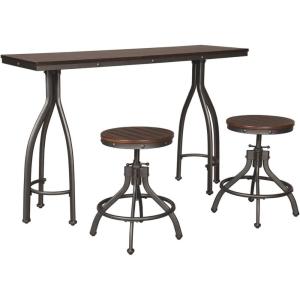 Signature Design by Ashley Odium Urban Counter Height Dining Table Set with 2 Bar Stools, Gray(3 Piece)