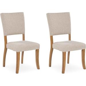 Signature Design by Ashley Rybergston Casual Stain Resistant Upholstered Solid Wood Dining Chair, Set of 2, Beige & Light Brown