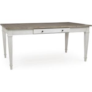 Signature Design by Ashley Skempton Farmhouse Rectangular Dining Room Table with Storage, White & Light Brown