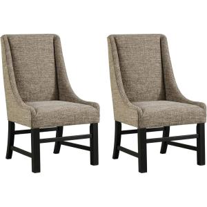 Signature Design by Ashley Sommerford Modern Farmhouse Upholstered 2 Piece Dining Chair Set, Brown(Tapered)