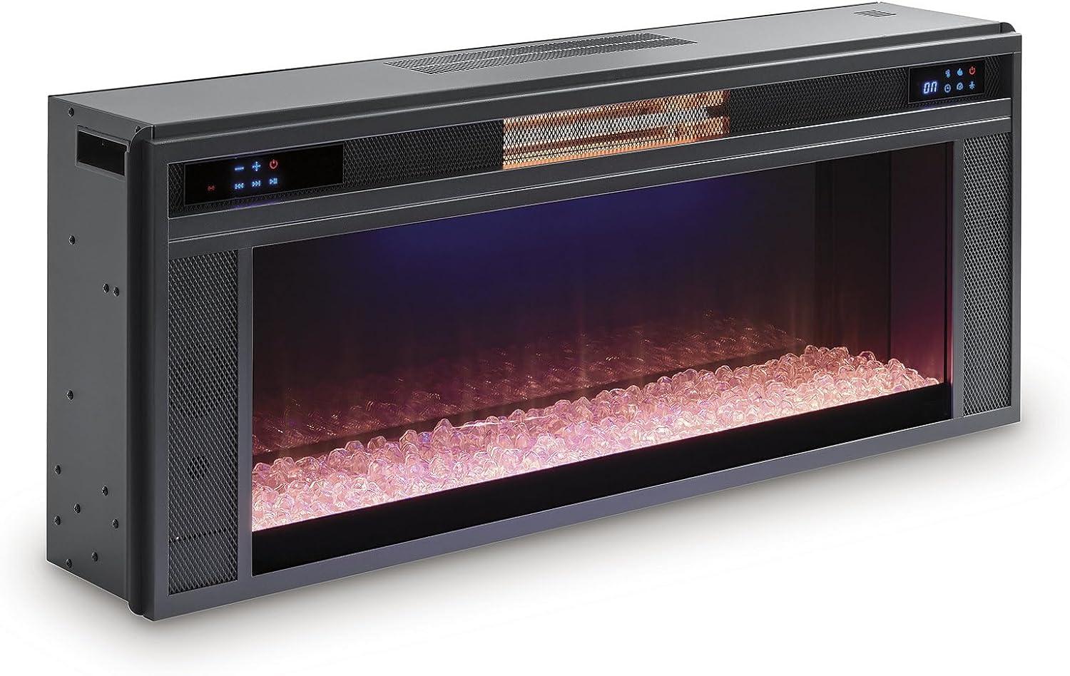 imageSignature Design by Ashley 24quot Electric Fireplace Insert with LED Remote Control 6 Temperature and 5 Brightness Settings BlackLarge