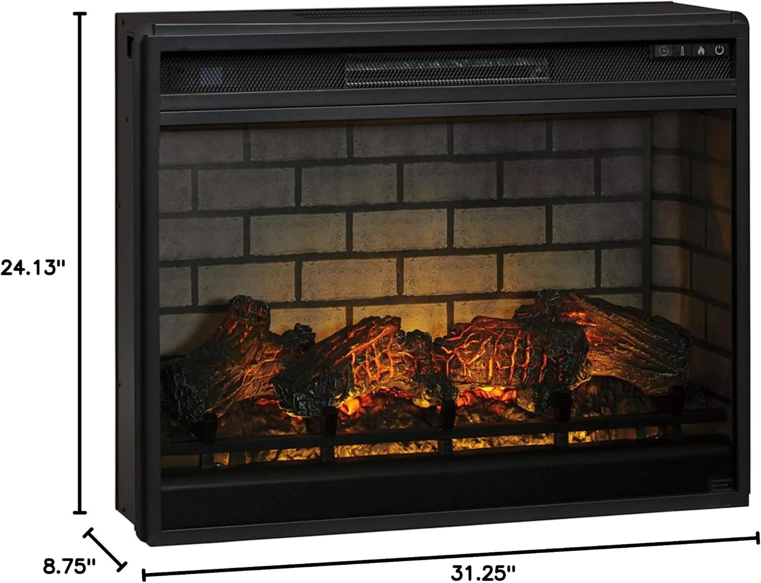 imageSignature Design by Ashley 24quot Electric Fireplace Insert with LED Remote Control 6 Temperature and 5 Brightness Settings BlackLarge