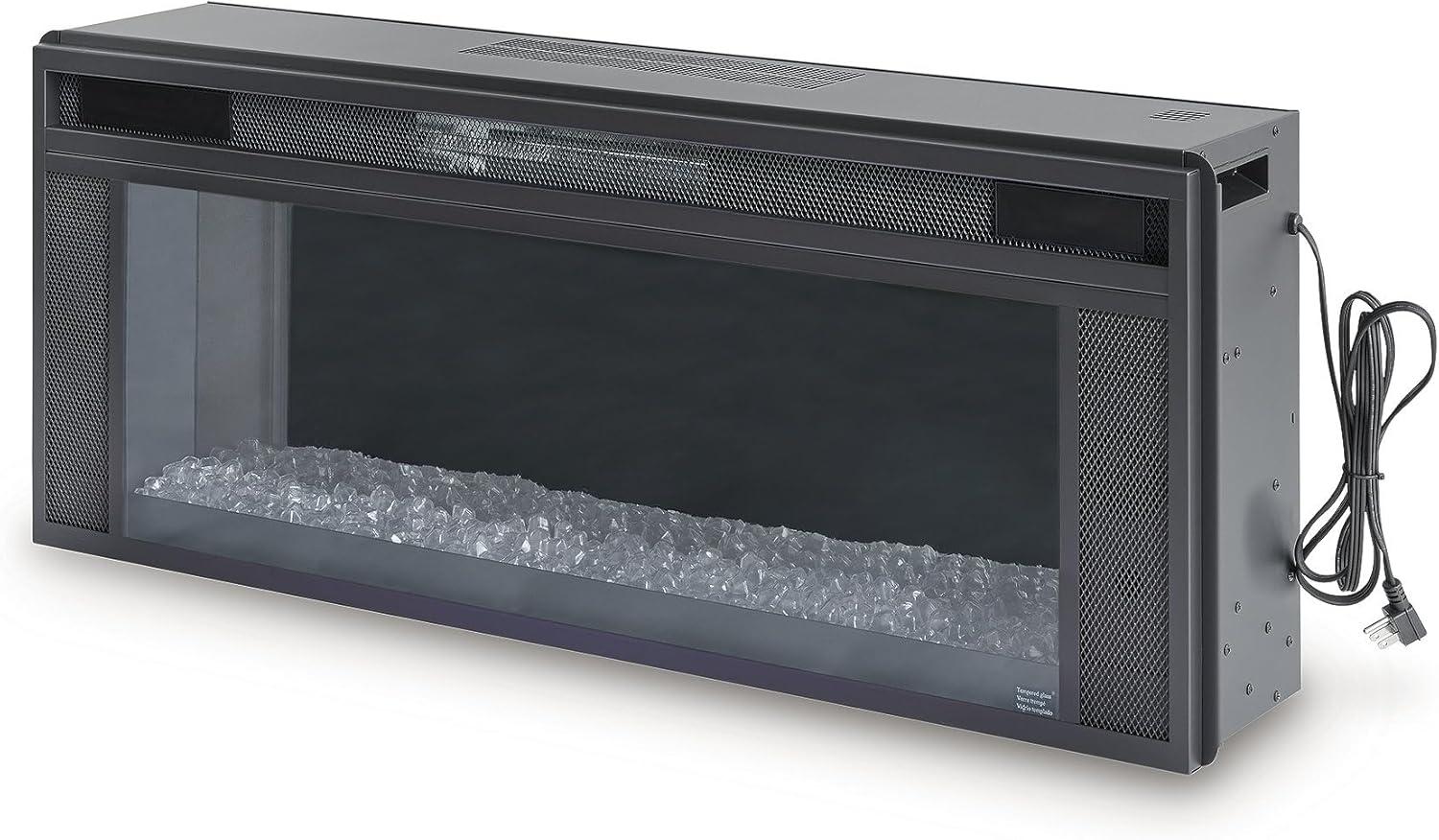 imageSignature Design by Ashley 24quot Electric Fireplace Insert with LED Remote Control 6 Temperature and 5 Brightness Settings BlackLarge