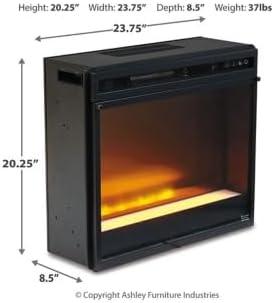 imageSignature Design by Ashley 24quot Electric Fireplace Insert with LED Remote Control 6 Temperature and 5 Brightness Settings BlackStandard