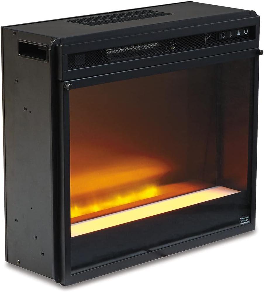 imageSignature Design by Ashley 24quot Electric Fireplace Insert with LED Remote Control 6 Temperature and 5 Brightness Settings BlackStandard
