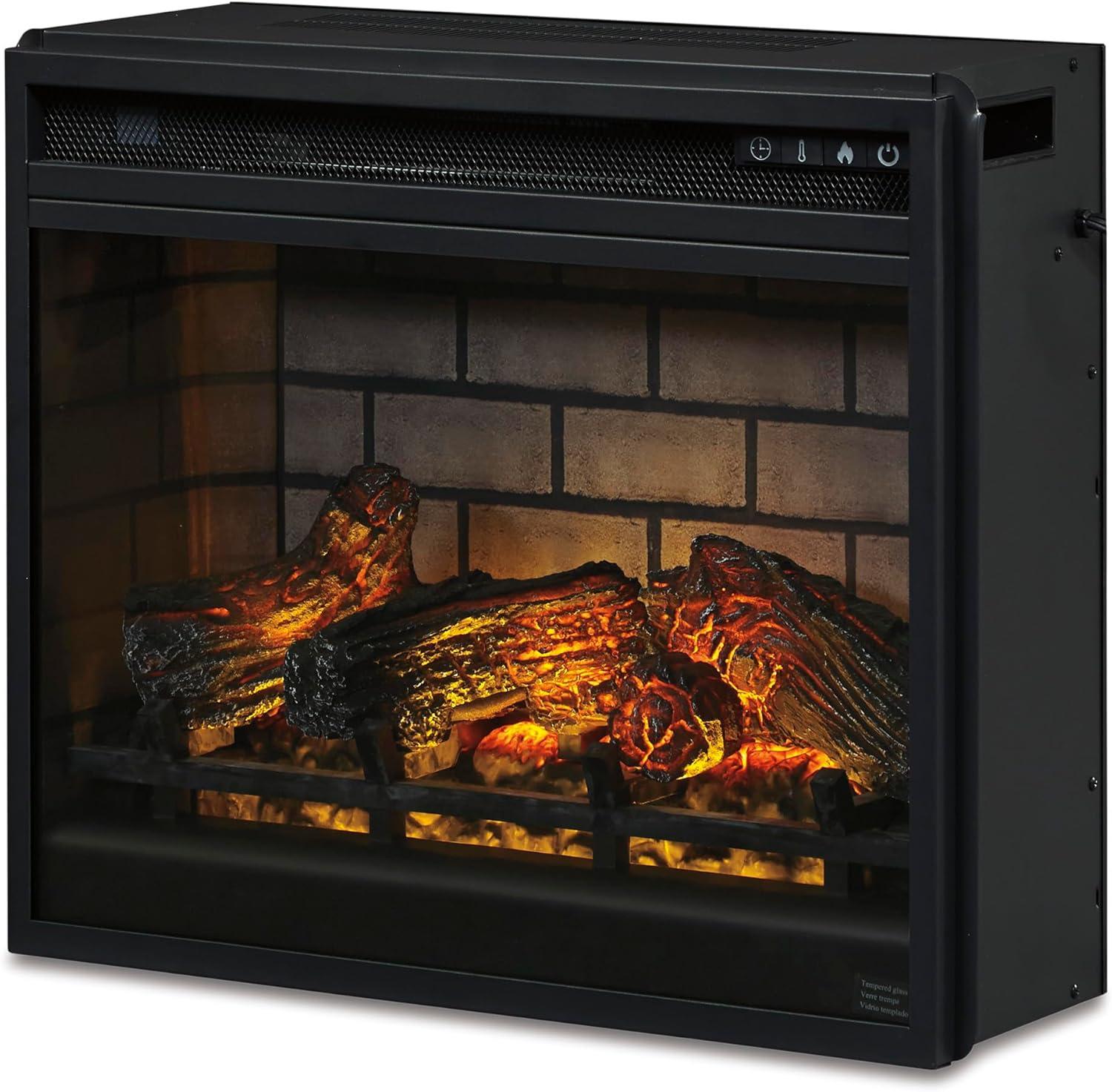 imageSignature Design by Ashley 24quot Electric Fireplace Insert with LED Remote Control 6 Temperature and 5 Brightness Settings BlackStandard