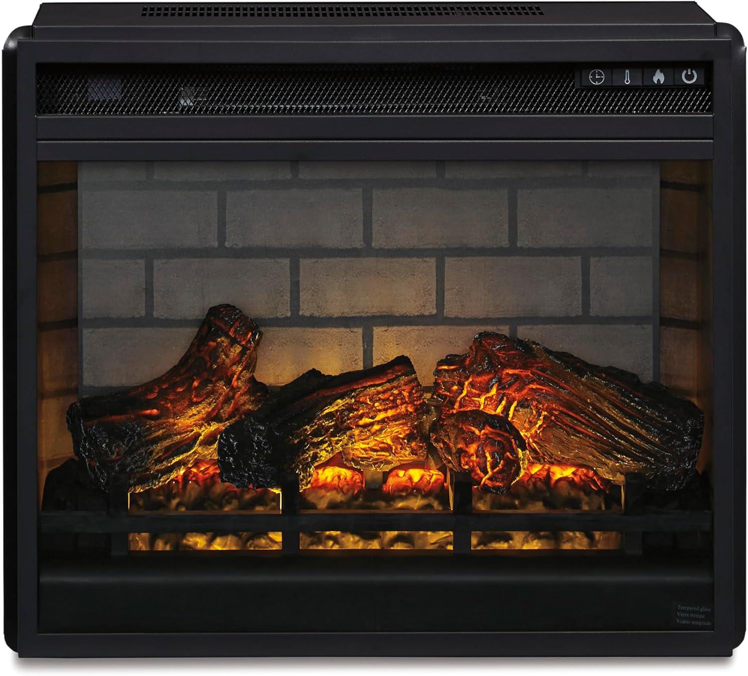 imageSignature Design by Ashley 24quot Electric Fireplace Insert with LED Remote Control 6 Temperature and 5 Brightness Settings BlackStandard