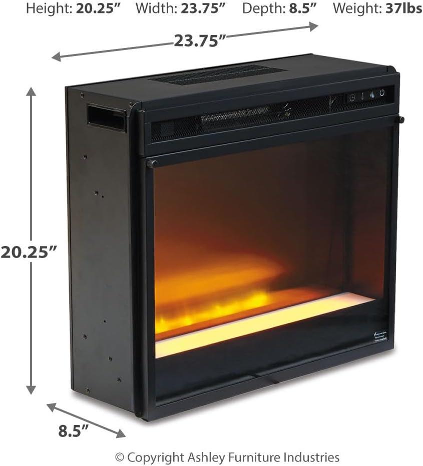 imageSignature Design by Ashley 24quot Electric Fireplace Insert with LED Remote Control 6 Temperature and 5 Brightness Settings BlackStandard