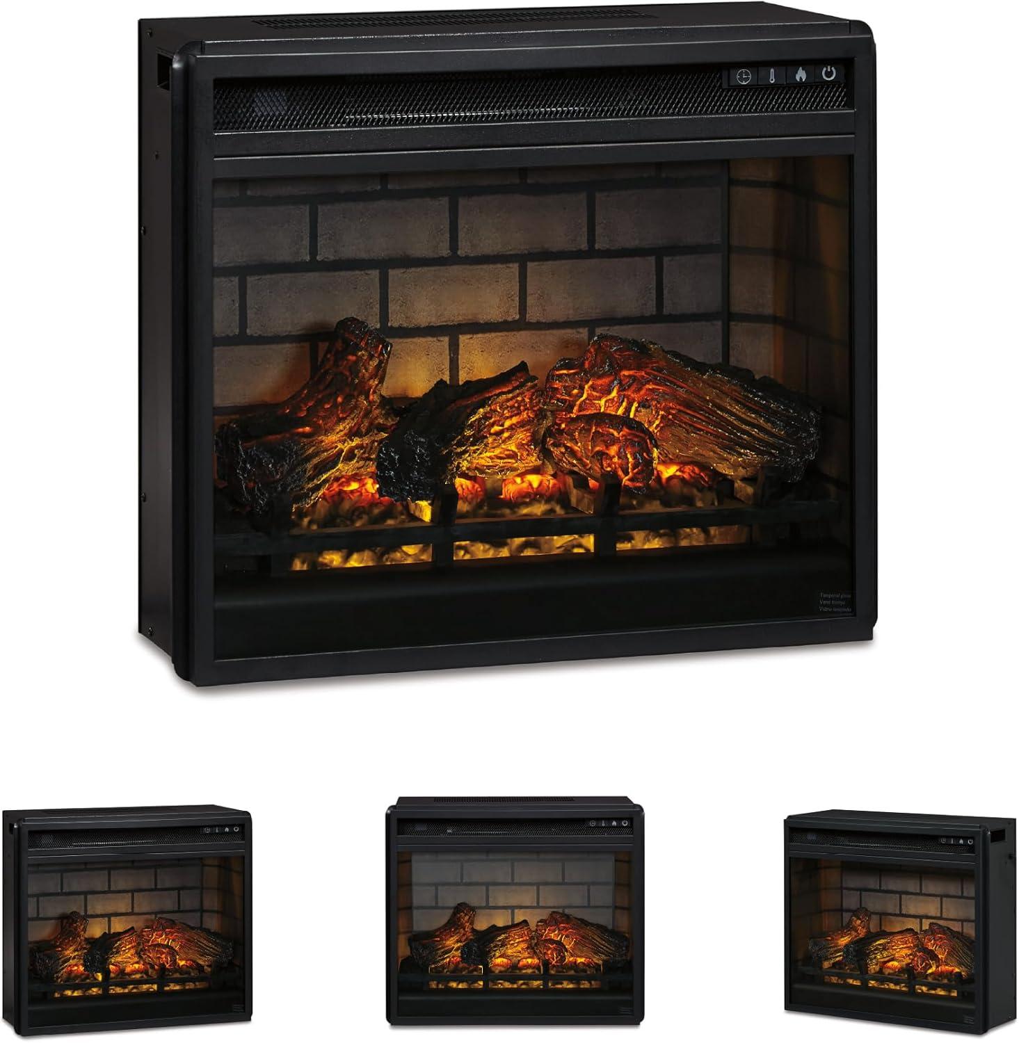 imageSignature Design by Ashley 24quot Electric Fireplace Insert with LED Remote Control 6 Temperature and 5 Brightness Settings BlackStandard