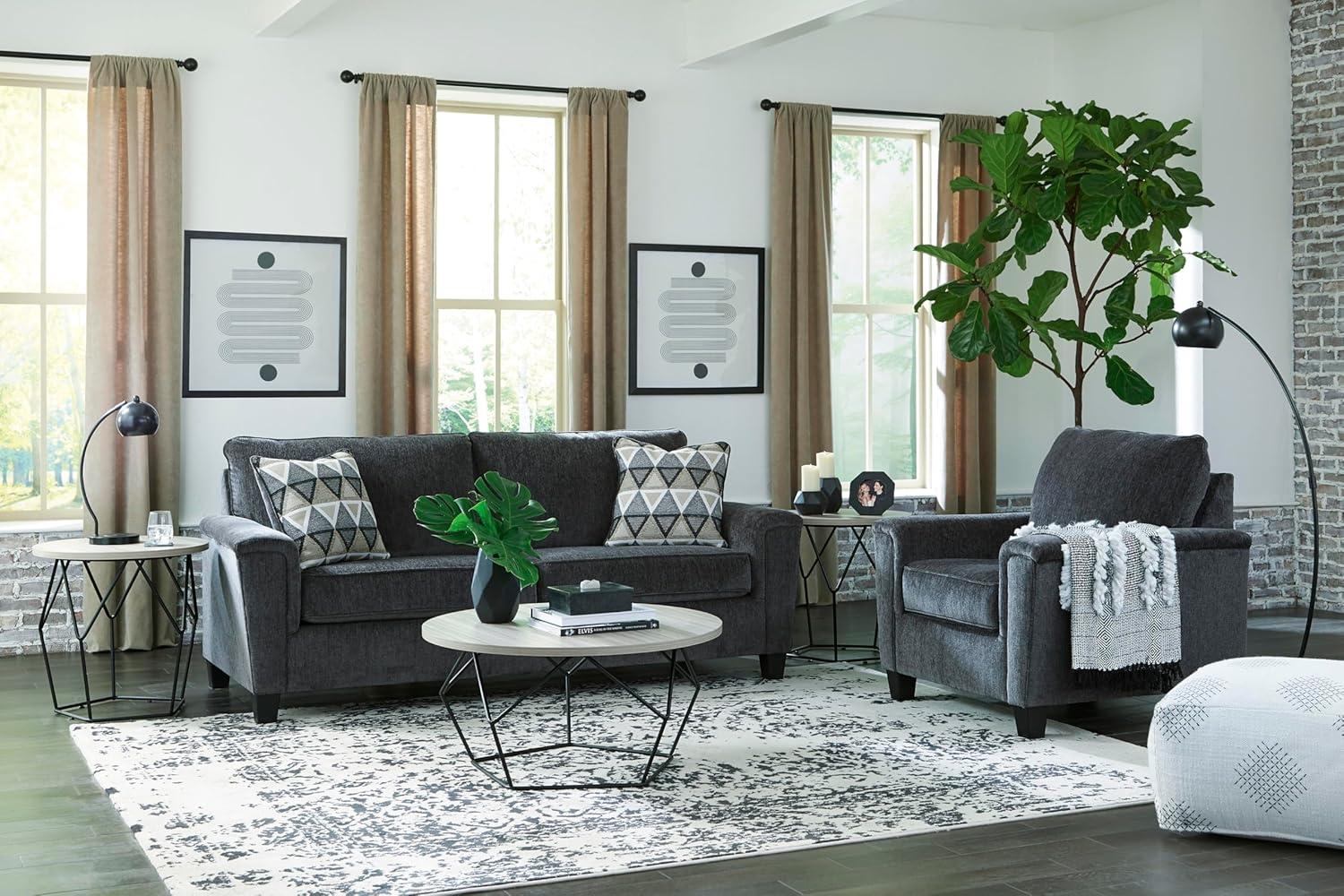 imageSignature Design by Ashley Abinger Contemporary Queen Sofa Sleeper with 2 Accent Pillows Dark GrayGrey