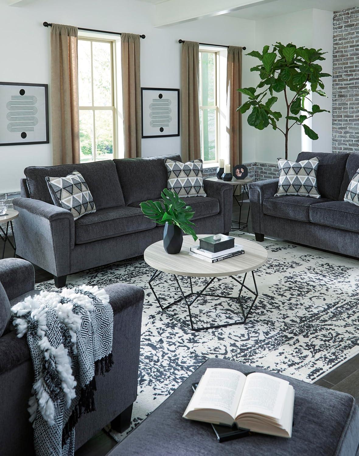 imageSignature Design by Ashley Abinger Contemporary Queen Sofa Sleeper with 2 Accent Pillows Dark GrayGrey