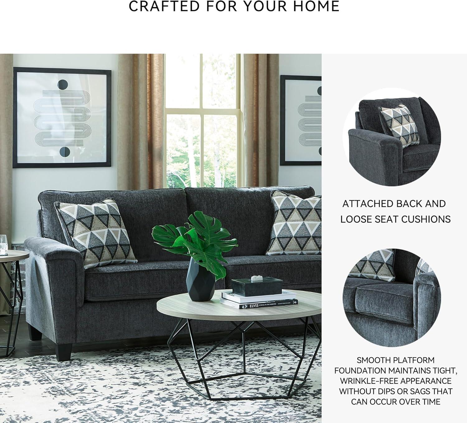 imageSignature Design by Ashley Abinger Contemporary Queen Sofa Sleeper with 2 Accent Pillows Dark GrayGrey