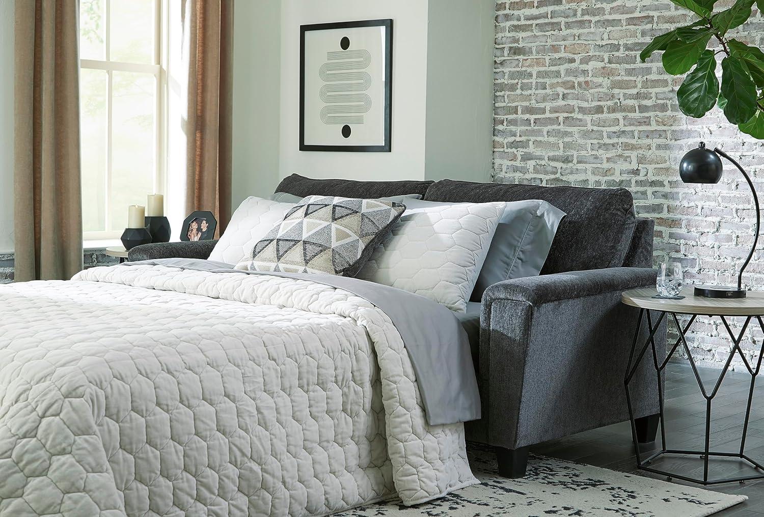 imageSignature Design by Ashley Abinger Contemporary Queen Sofa Sleeper with 2 Accent Pillows Dark GrayGrey
