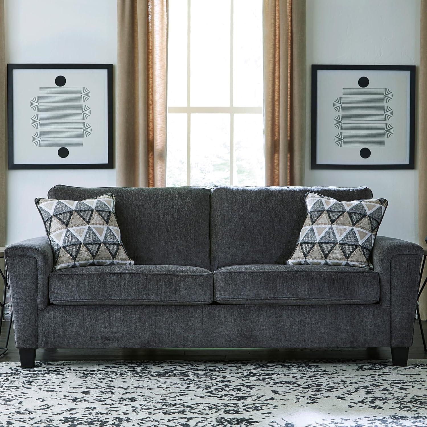 imageSignature Design by Ashley Abinger Contemporary Queen Sofa Sleeper with 2 Accent Pillows Dark GrayGrey