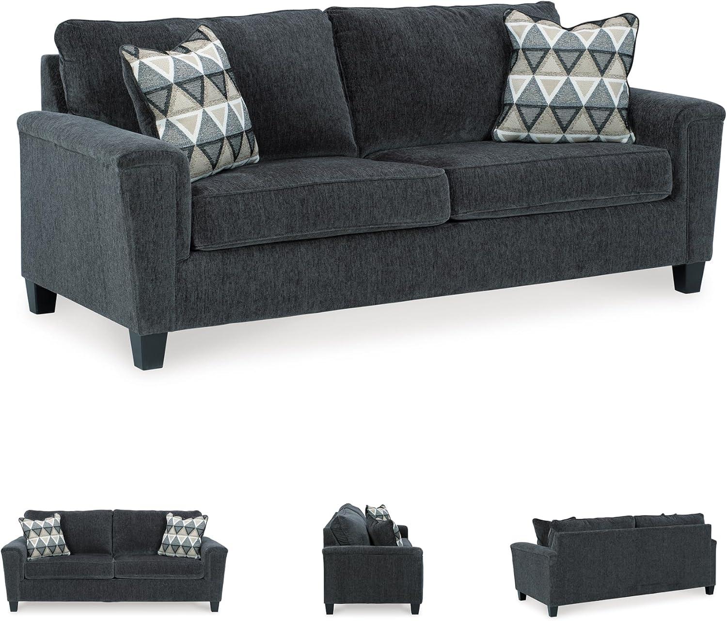 imageSignature Design by Ashley Abinger Contemporary Queen Sofa Sleeper with 2 Accent Pillows Dark GrayGrey