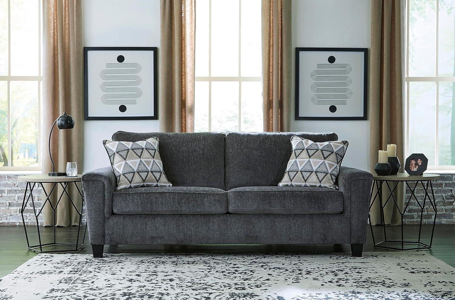 imageSignature Design by Ashley Abinger Contemporary Queen Sofa Sleeper with 2 Accent Pillows Dark GrayGrey