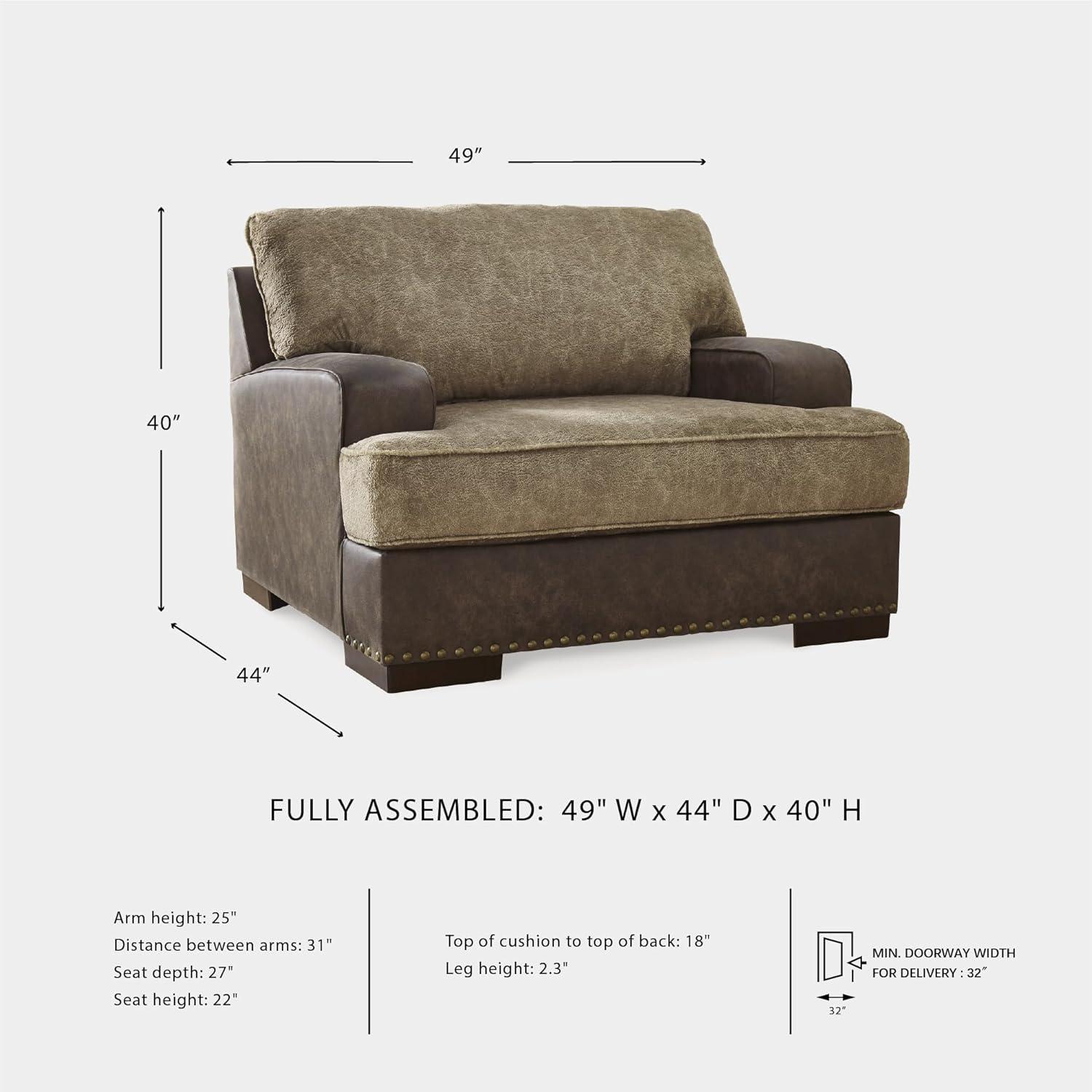 imageSignature Design by Ashley Alesbury Retro Upholstered Chair and a Half Dark BrownDark Brown Light Brown