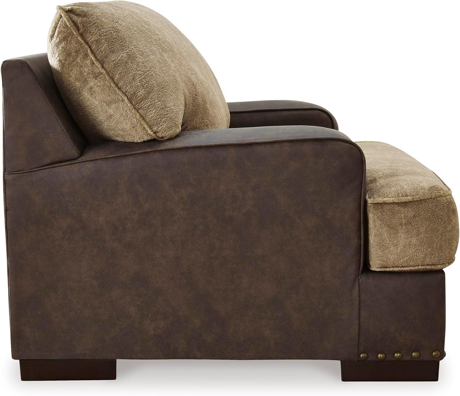 imageSignature Design by Ashley Alesbury Retro Upholstered Chair and a Half Dark BrownDark Brown Light Brown